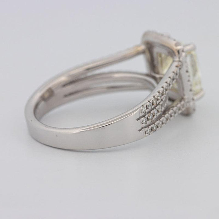 2.05 CT Fancy Light Yellow Emerald Cut Halo Solitaire - ZIZOV DIAMONDS