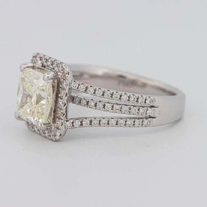 2.05 CT Fancy Light Yellow Emerald Cut Halo Solitaire - ZIZOV DIAMONDS