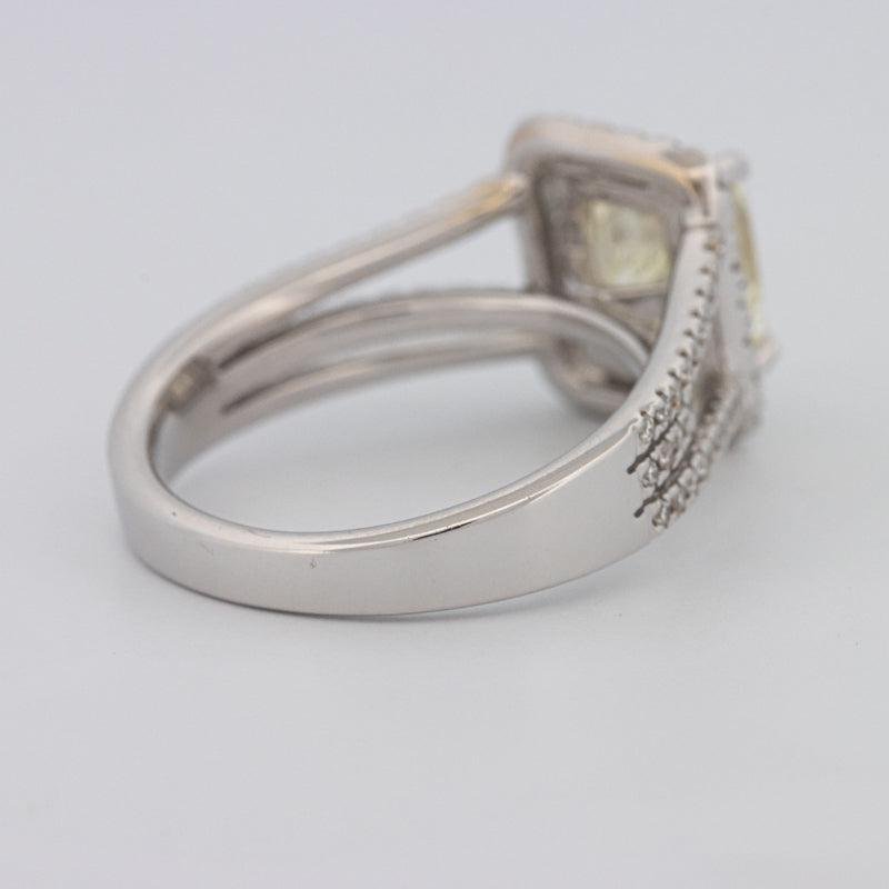 2.05 CT Fancy Light Yellow Emerald Cut Halo Solitaire - ZIZOV DIAMONDS