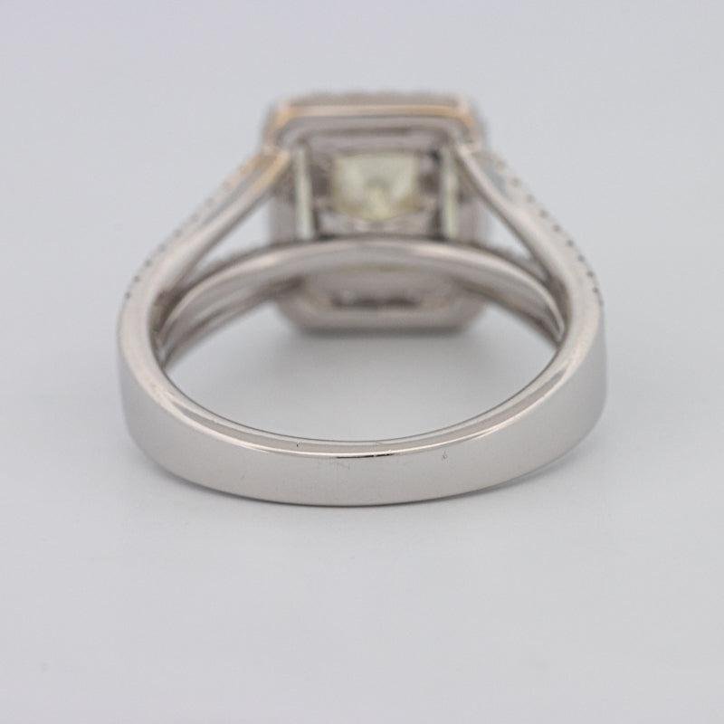 2.05 CT Fancy Light Yellow Emerald Cut Halo Solitaire - ZIZOV DIAMONDS