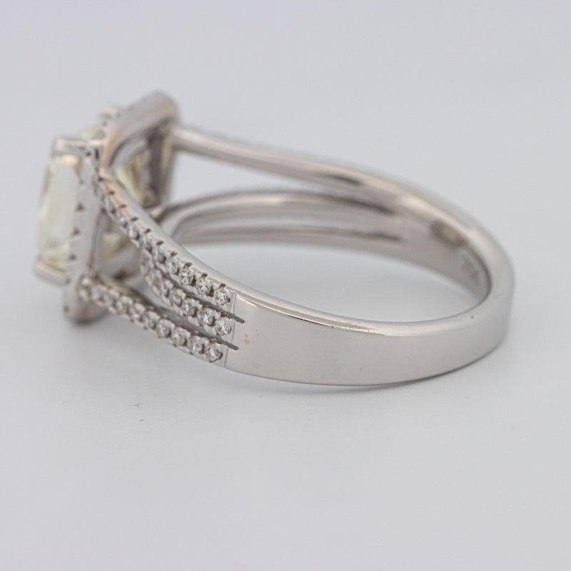 2.05 CT Fancy Light Yellow Emerald Cut Halo Solitaire - ZIZOV DIAMONDS