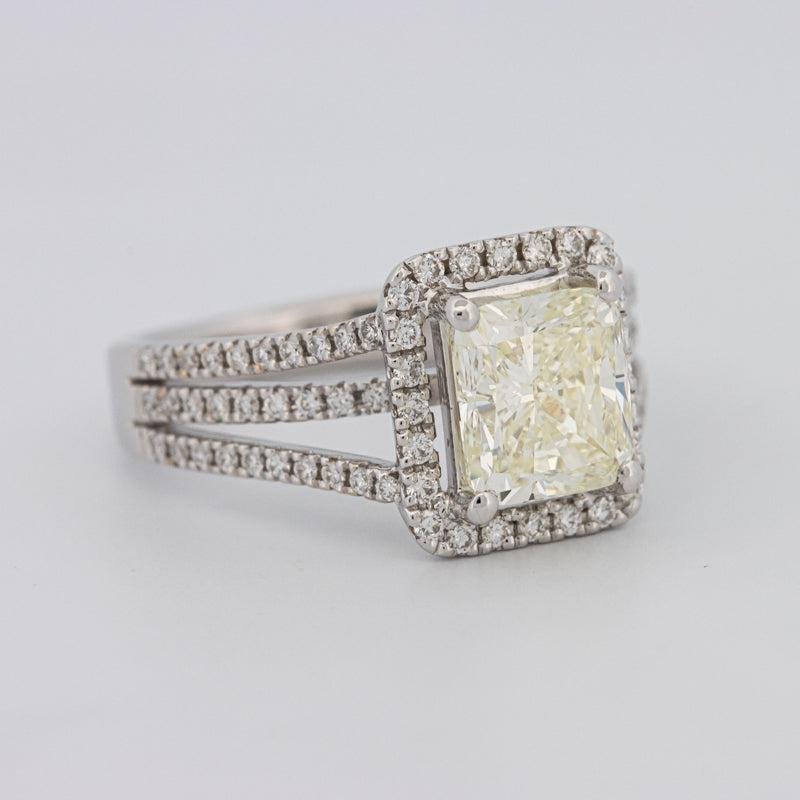 2.05 CT Fancy Light Yellow Emerald Cut Halo Solitaire - ZIZOV DIAMONDS