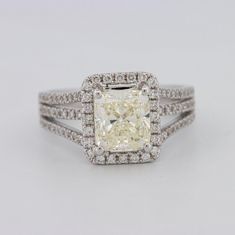2.05 CT Fancy Light Yellow Emerald Cut Halo Solitaire - ZIZOV DIAMONDS