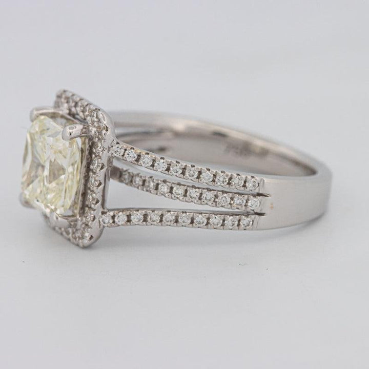 2.05 CT Fancy Light Yellow Emerald Cut Halo Solitaire - ZIZOV DIAMONDS