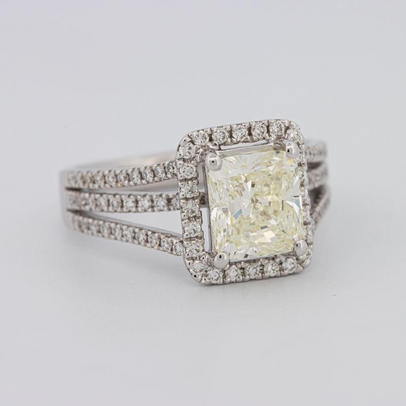 2.05 CT Fancy Light Yellow Emerald Cut Halo Solitaire - ZIZOV DIAMONDS