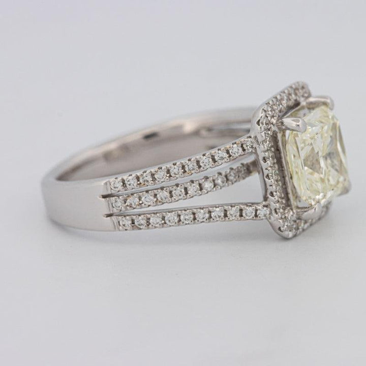 2.05 CT Fancy Light Yellow Emerald Cut Halo Solitaire - ZIZOV DIAMONDS