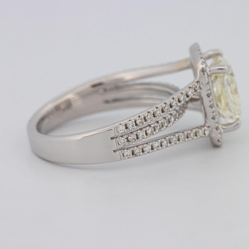 2.05 CT Fancy Light Yellow Emerald Cut Halo Solitaire - ZIZOV DIAMONDS