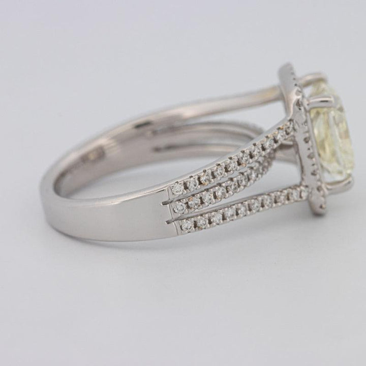 2.05 CT Fancy Light Yellow Emerald Cut Halo Solitaire - ZIZOV DIAMONDS