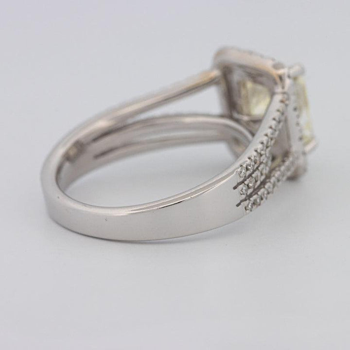 2.05 CT Fancy Light Yellow Emerald Cut Halo Solitaire - ZIZOV DIAMONDS