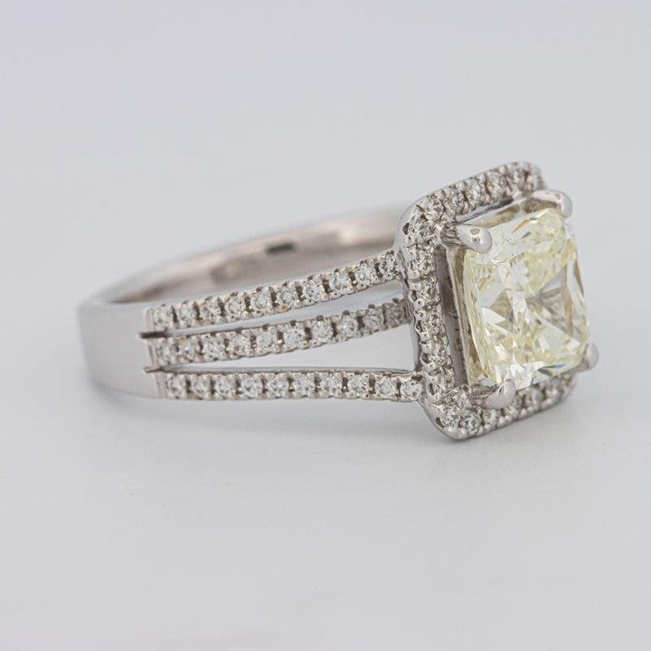 2.05 CT Fancy Light Yellow Emerald Cut Halo Solitaire - ZIZOV DIAMONDS