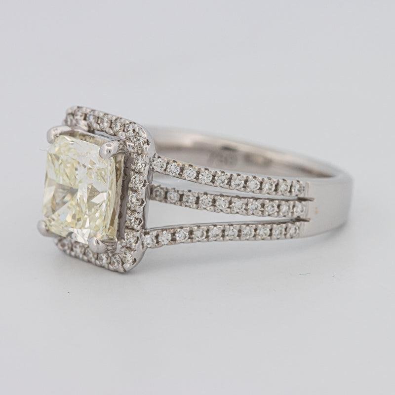 2.05 CT Fancy Light Yellow Emerald Cut Halo Solitaire - ZIZOV DIAMONDS