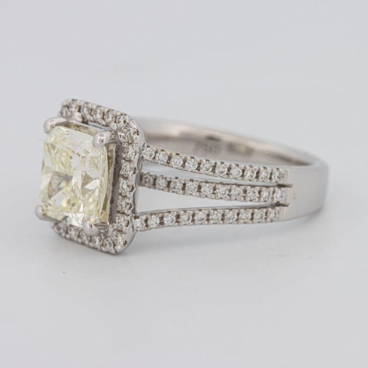 2.05 CT Fancy Light Yellow Emerald Cut Halo Solitaire - ZIZOV DIAMONDS