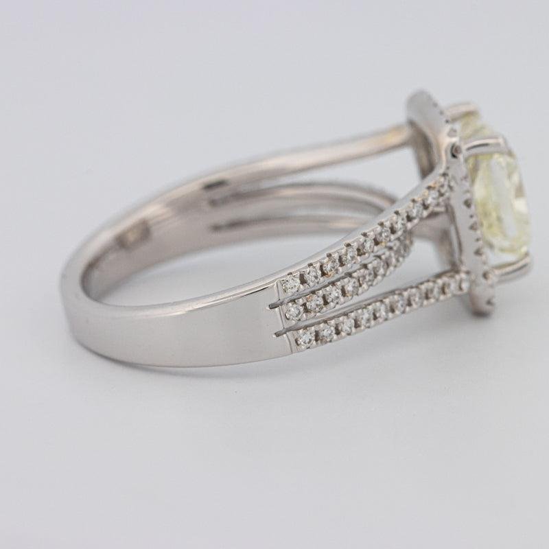 2.05 CT Fancy Light Yellow Emerald Cut Halo Solitaire - ZIZOV DIAMONDS