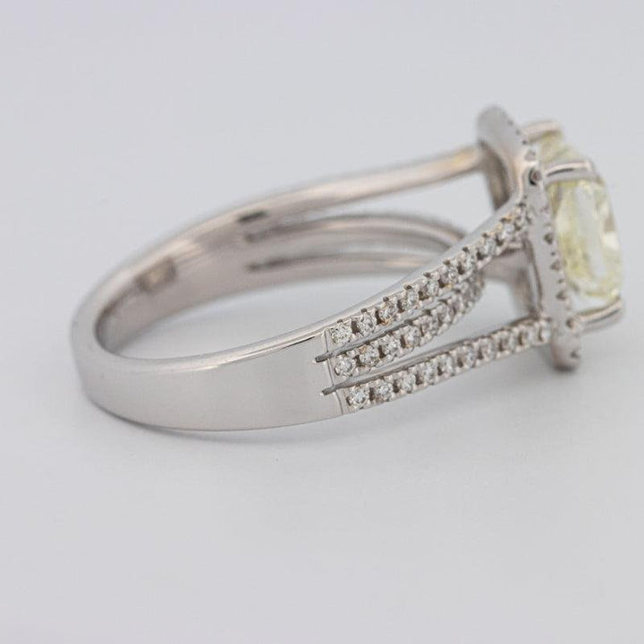 2.05 CT Fancy Light Yellow Emerald Cut Halo Solitaire - ZIZOV DIAMONDS