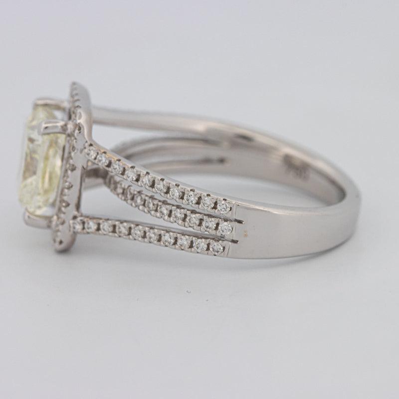 2.05 CT Fancy Light Yellow Emerald Cut Halo Solitaire - ZIZOV DIAMONDS