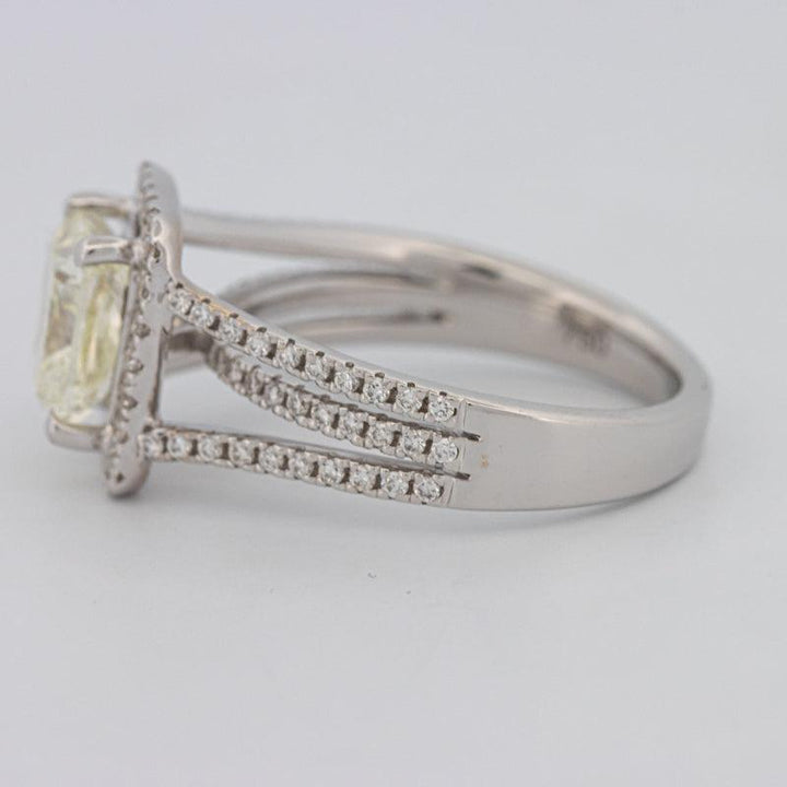 2.05 CT Fancy Light Yellow Emerald Cut Halo Solitaire - ZIZOV DIAMONDS