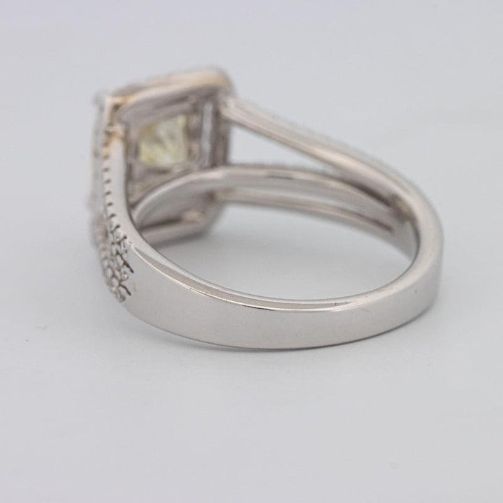 2.05 CT Fancy Light Yellow Emerald Cut Halo Solitaire - ZIZOV DIAMONDS