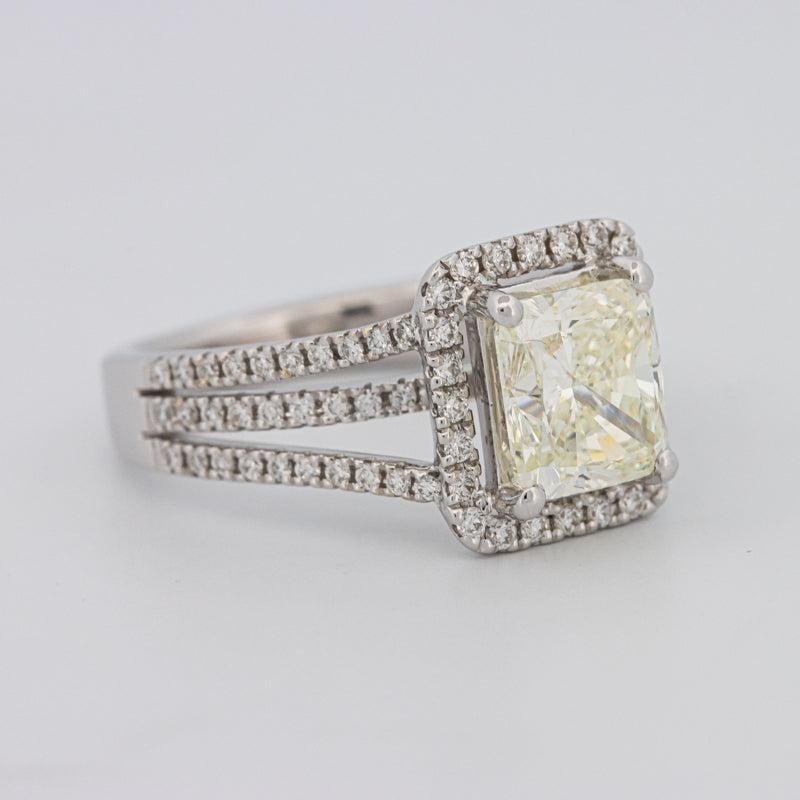 2.05 CT Fancy Light Yellow Emerald Cut Halo Solitaire - ZIZOV DIAMONDS