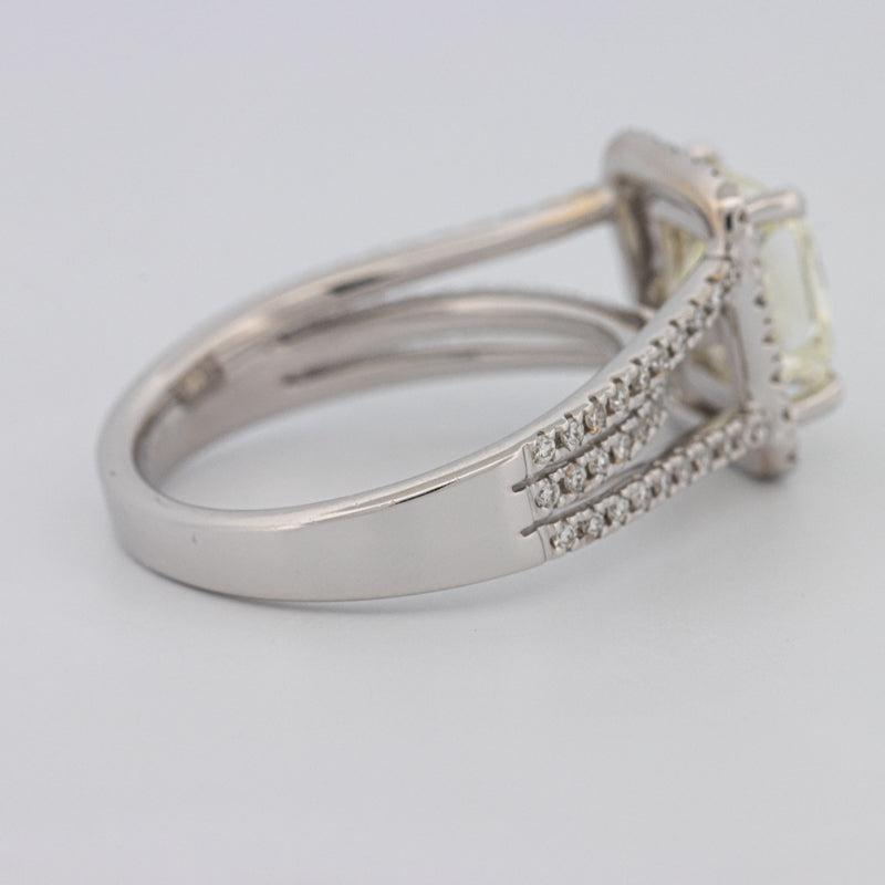 2.05 CT Fancy Light Yellow Emerald Cut Halo Solitaire - ZIZOV DIAMONDS