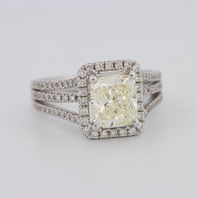 2.05 CT Fancy Light Yellow Emerald Cut Halo Solitaire - ZIZOV DIAMONDS