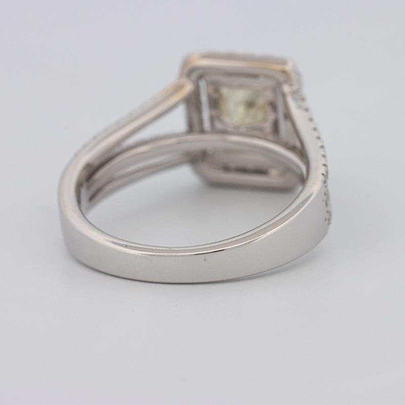 2.05 CT Fancy Light Yellow Emerald Cut Halo Solitaire - ZIZOV DIAMONDS