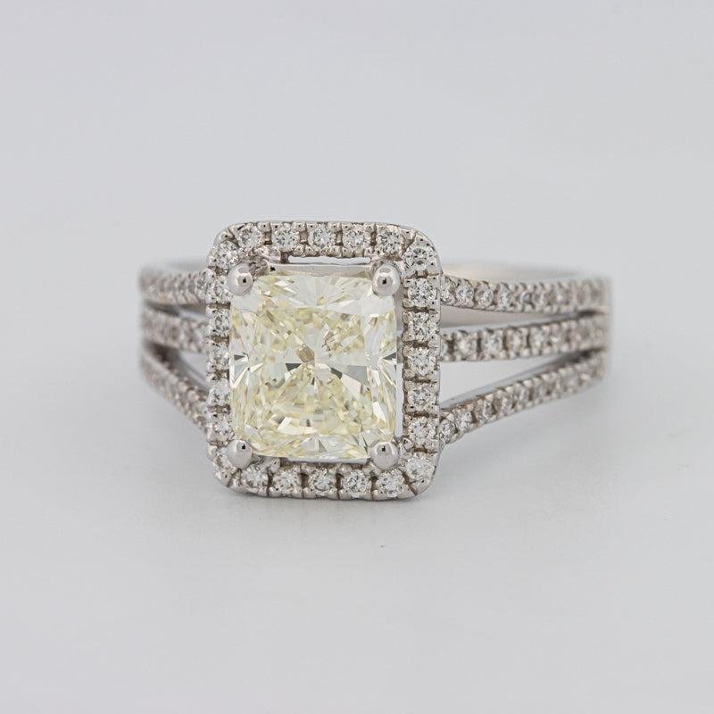 2.05 CT Fancy Light Yellow Emerald Cut Halo Solitaire - ZIZOV DIAMONDS