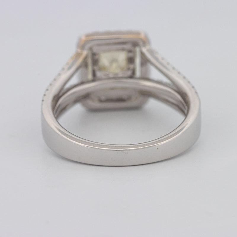 2.05 CT Fancy Light Yellow Emerald Cut Halo Solitaire - ZIZOV DIAMONDS