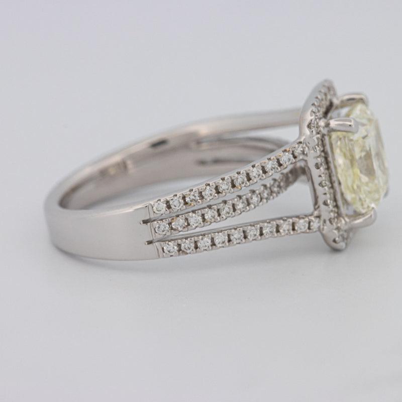 2.05 CT Fancy Light Yellow Emerald Cut Halo Solitaire - ZIZOV DIAMONDS