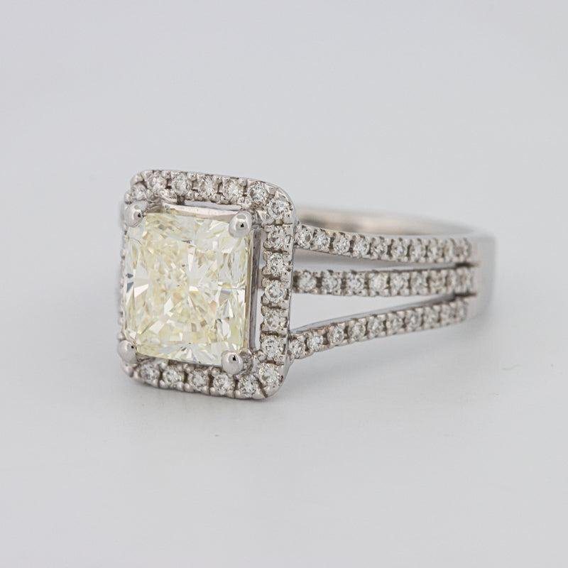 2.05 CT Fancy Light Yellow Emerald Cut Halo Solitaire - ZIZOV DIAMONDS