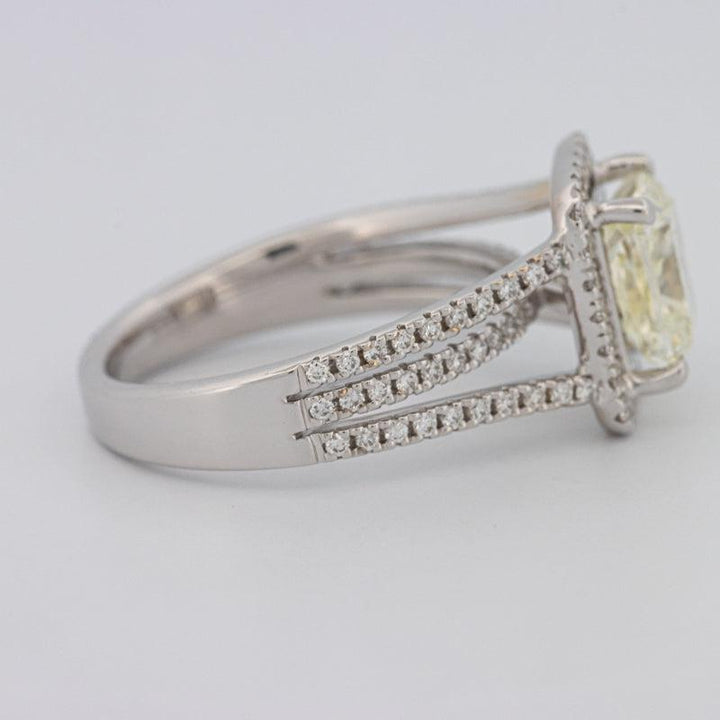 2.05 CT Fancy Light Yellow Emerald Cut Halo Solitaire - ZIZOV DIAMONDS