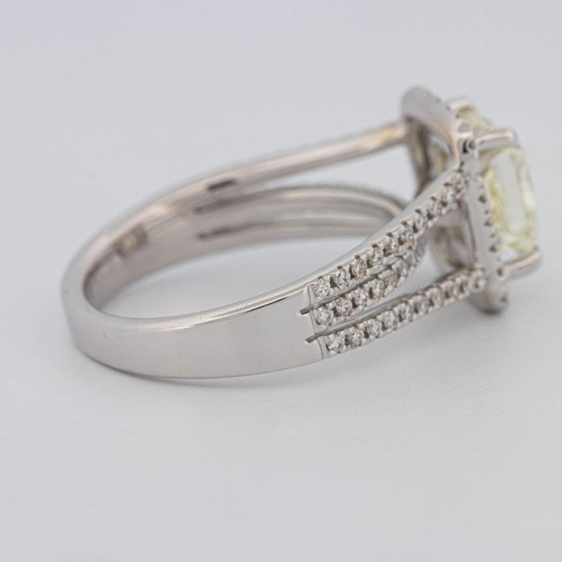 2.05 CT Fancy Light Yellow Emerald Cut Halo Solitaire - ZIZOV DIAMONDS