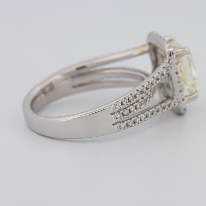 2.05 CT Fancy Light Yellow Emerald Cut Halo Solitaire - ZIZOV DIAMONDS