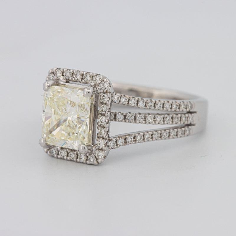 2.05 CT Fancy Light Yellow Emerald Cut Halo Solitaire - ZIZOV DIAMONDS