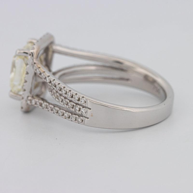 2.05 CT Fancy Light Yellow Emerald Cut Halo Solitaire - ZIZOV DIAMONDS