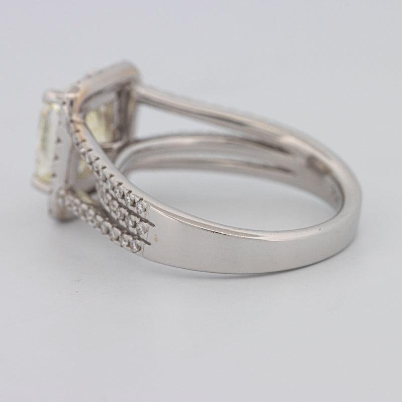 2.05 CT Fancy Light Yellow Emerald Cut Halo Solitaire - ZIZOV DIAMONDS