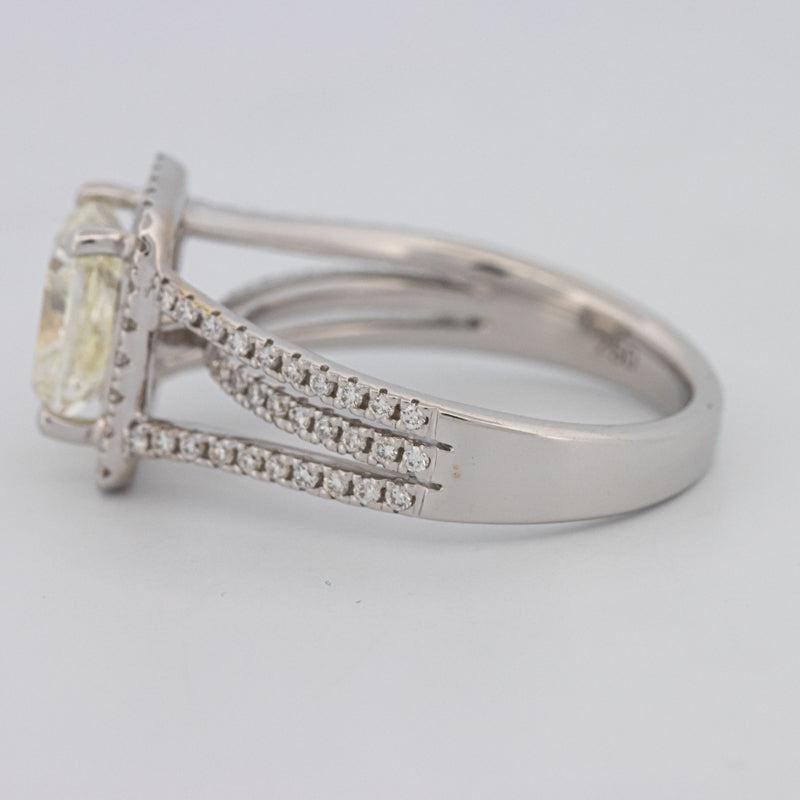 2.05 CT Fancy Light Yellow Emerald Cut Halo Solitaire - ZIZOV DIAMONDS