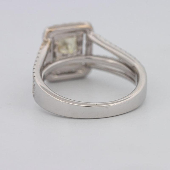 2.05 CT Fancy Light Yellow Emerald Cut Halo Solitaire - ZIZOV DIAMONDS