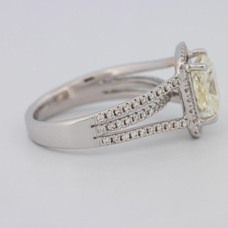 2.05 CT Fancy Light Yellow Emerald Cut Halo Solitaire - ZIZOV DIAMONDS