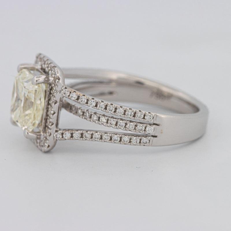 2.05 CT Fancy Light Yellow Emerald Cut Halo Solitaire - ZIZOV DIAMONDS