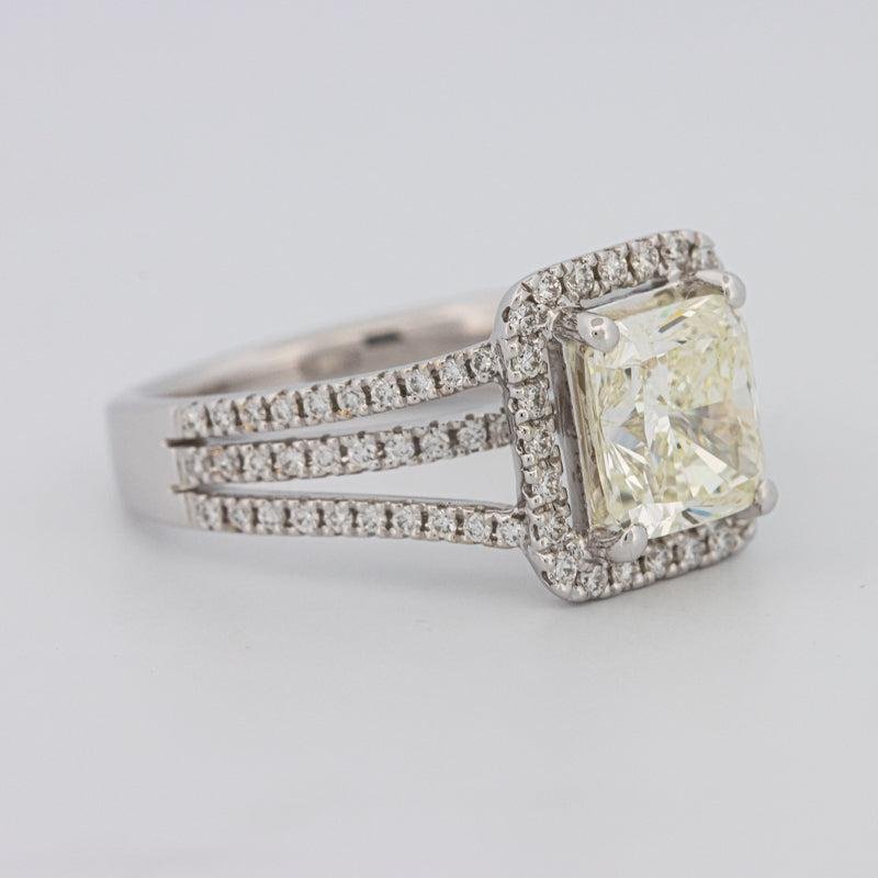 2.05 CT Fancy Light Yellow Emerald Cut Halo Solitaire - ZIZOV DIAMONDS