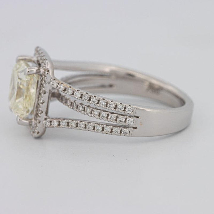 2.05 CT Fancy Light Yellow Emerald Cut Halo Solitaire - ZIZOV DIAMONDS