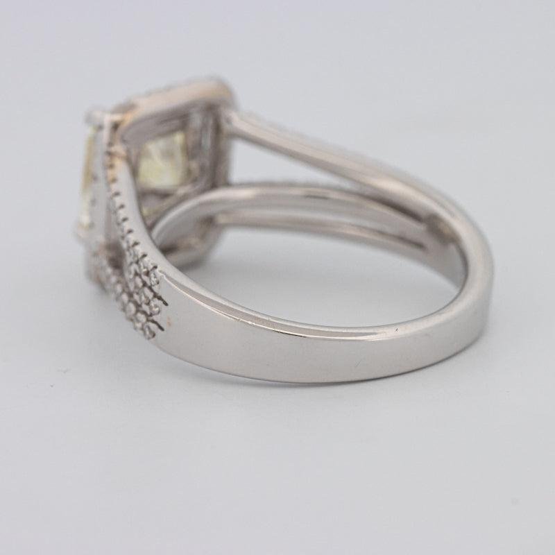 2.05 CT Fancy Light Yellow Emerald Cut Halo Solitaire - ZIZOV DIAMONDS