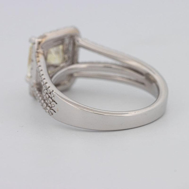 2.05 CT Fancy Light Yellow Emerald Cut Halo Solitaire - ZIZOV DIAMONDS