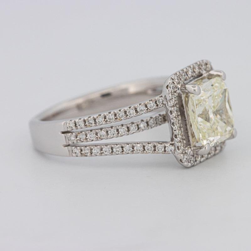 2.05 CT Fancy Light Yellow Emerald Cut Halo Solitaire - ZIZOV DIAMONDS