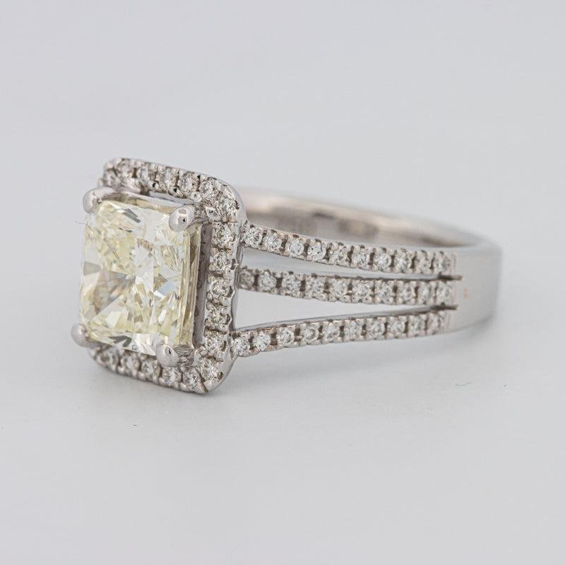 2.05 CT Fancy Light Yellow Emerald Cut Halo Solitaire - ZIZOV DIAMONDS