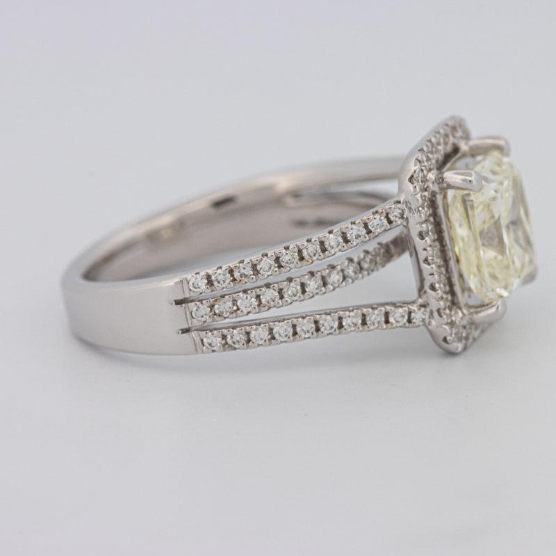 2.05 CT Fancy Light Yellow Emerald Cut Halo Solitaire - ZIZOV DIAMONDS