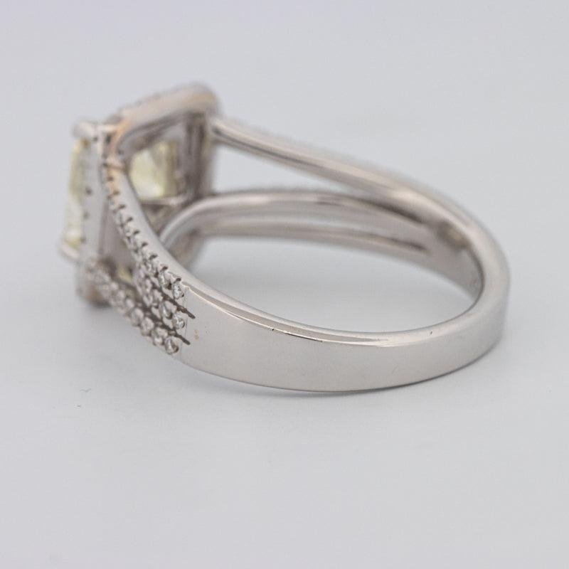 2.05 CT Fancy Light Yellow Emerald Cut Halo Solitaire - ZIZOV DIAMONDS