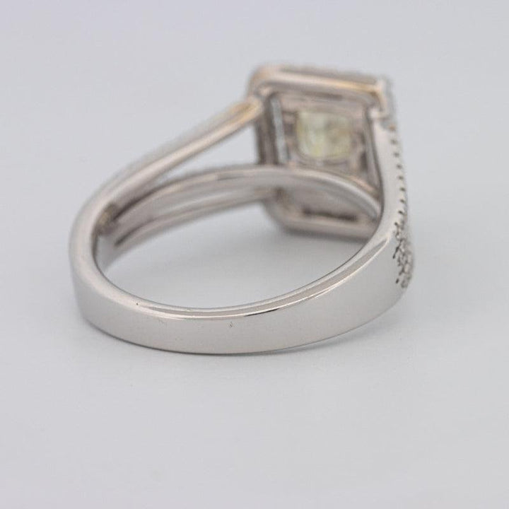 2.05 CT Fancy Light Yellow Emerald Cut Halo Solitaire - ZIZOV DIAMONDS
