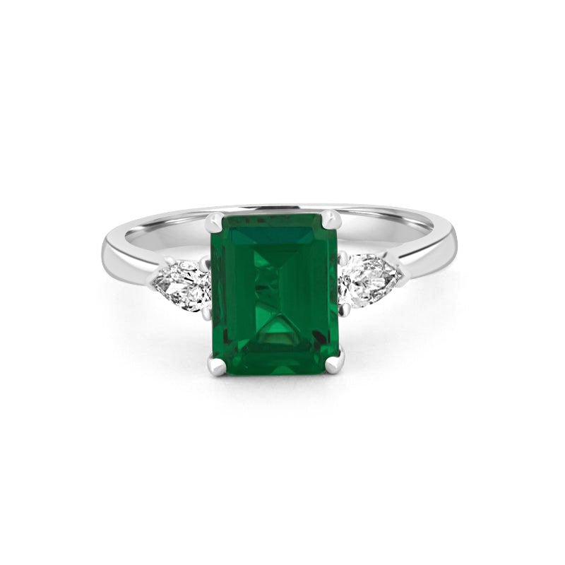 2.15 CT Square Radiant Green Emerald Ring - ZIZOV DIAMONDS