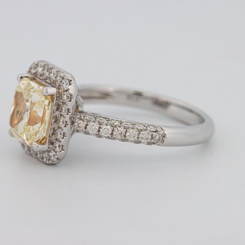 2.18 CT Fancy Light Yellow Square Radiant Cut Halo Solitaire - ZIZOV DIAMONDS